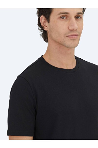 Kip Black Plain Crew Neck 100% Cotton T-Shirt