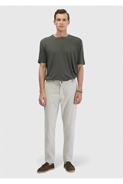 Ramsey Pantaloni casual din amestec de bumbac, cu dungi bej