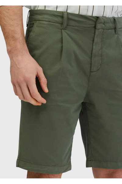 Ramsey Khaki Plain Weave Regular Fit Casual Cotton Blend Bermuda