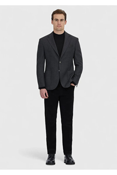 Ramsey Anthracite Patterned Zeroweight Slim Fit 100% Wool Jacket