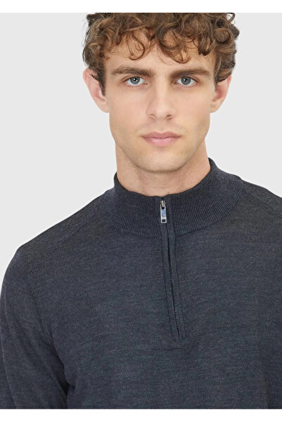 Ramsey Πλεκτό πουλόβερ με μισό ζιβάγκο από ανθρακί