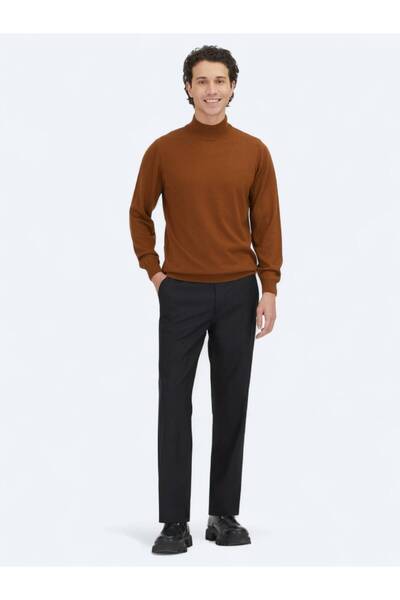 Kip Camel Hair Half Turtleneck Solid Knit Wool Blended Sweater Sweater