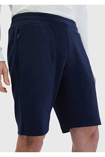 Ramsey Navy Blue Plain Knitted Jogging Fit Sports Bermuda