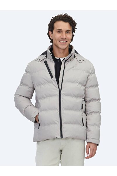 Kip Beige Regular Fit Hooded Casual Woven Coat