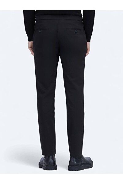 Kip Black Woven Regular Fit Smart Casual Cotton Blended Trousers