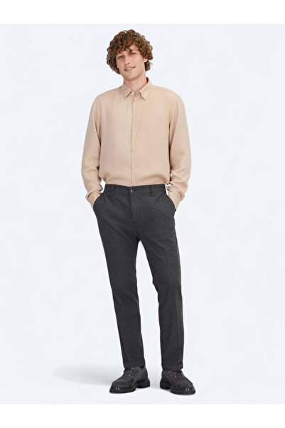 Kip Antrasit Dokuma Jogging Fit Casual Yün Karışımlı Pantolon