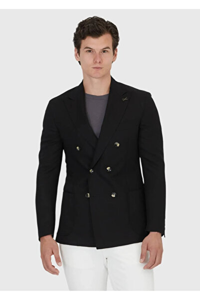 Ramsey Black Zeroweight Slim Fit Linen Blend Jacket