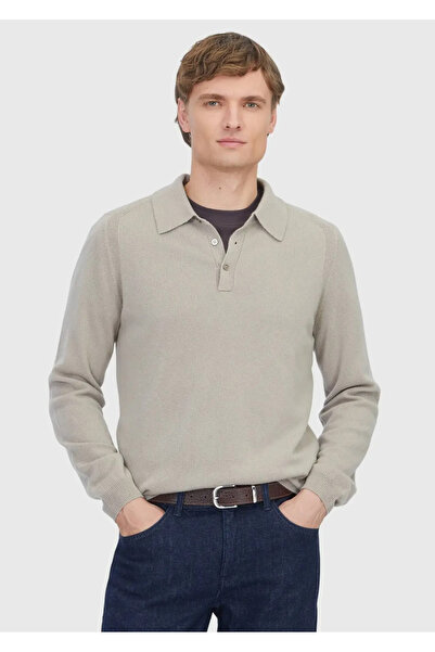 Ramsey Beige Polo Neck Plain Knit 100% Cashmere Knitwear Sweater