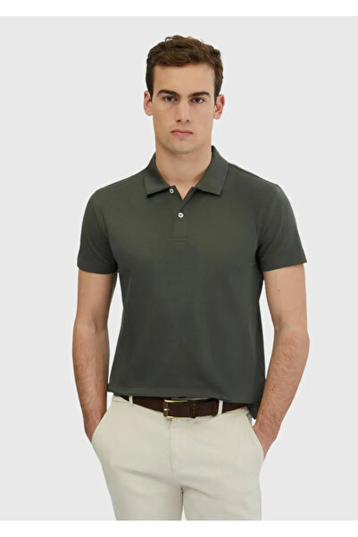 Ramsey Khaki Plain Polo Neck 100% Cotton T-Shirt