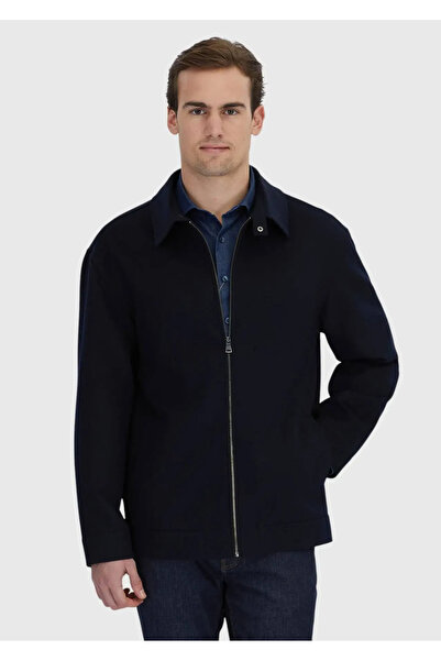Ramsey Navy Blue Regular Fit Shirt Collar Casual Woven Coat