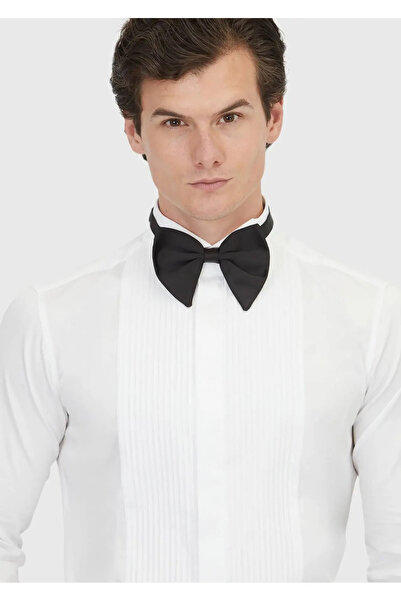 Ramsey Λευκό ίσιο πουκάμισο σμόκιν με κανονική εφαρμογή με διπλή μανσέτα