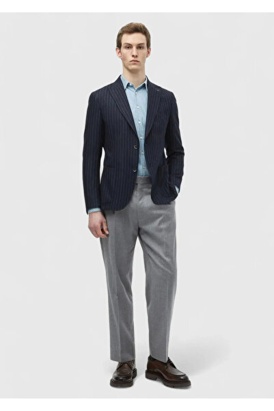 Ramsey Μπουφάν με ρίγες Navy Blue Zeroweight Slim Fit με μάλλινο μείγμα