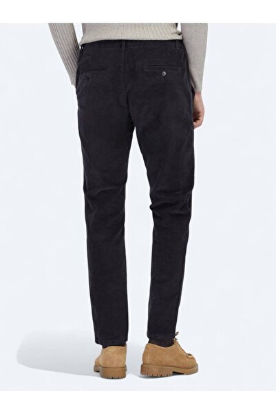 Kip Παντελόνι από βαμβακερό μείγμα σε σκούρο γκρι υφαντό βελούδινο casual