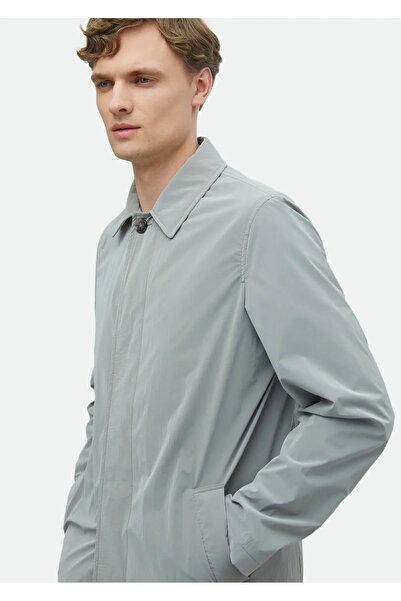 Ramsey Gray Regular Fit Shirt Collar Casual Woven Overcoat