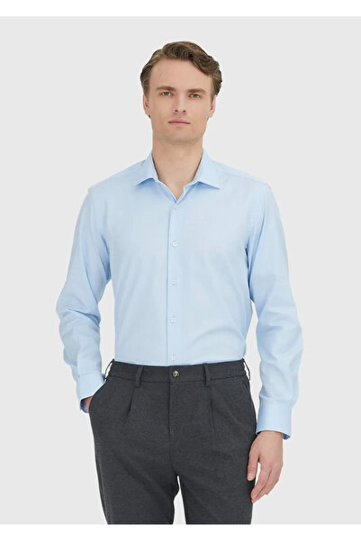 Ramsey Blue Regular Fit Woven Classic 100% Cotton Shirt