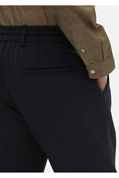 Ramsey Navy Blue Casual Jogging Παντελόνι - Απλό Ύφανση