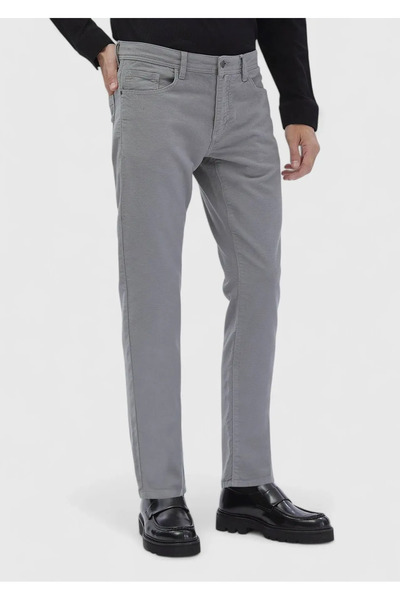 Ramsey Γκρι ίσιο υφαντό παντελόνι με λεπτή εφαρμογή casual βαμβακερό μείγμα
