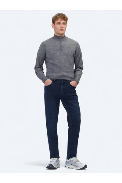 Kip Lacivert Slim Fit Denim Pamuk Karışımlı Pantolon