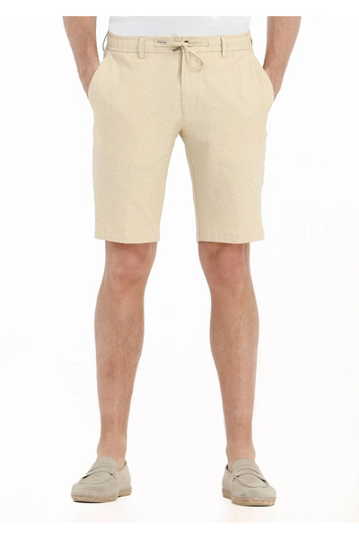 Ramsey Casual Yellow Striped Cotton Blend Jogging Bermuda