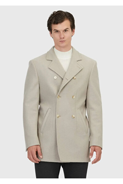 Ramsey Mink Regular Fit Double Breasted Collar Casual Woven Coat