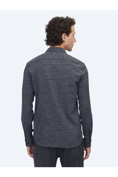 Kip Πουκάμισο από βαμβακερό μείγμα casual υφαντό σε κανονική εφαρμογή ανθρακί