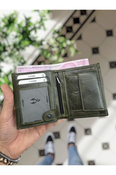 Visso leather 0-111 Hakiki Doğal Gerçek Deriden Kişiye Özel Cüzdan  Erkek Kad...