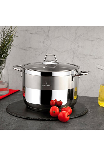 Sofram Turkish soft steel cooking pot, 26 cm, with glass lid