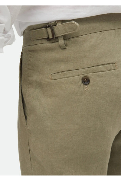 Ramsey Light Green Carrot Fit Casual Bermuda - 100% Linen