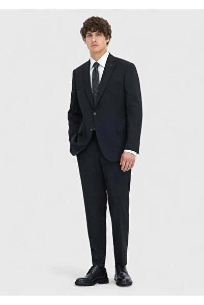 Ramsey Black Plain Regular Fit 100% Wool Suit