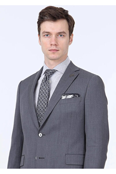 Ramsey بدلة رمادية مستقيمة بقصة عادية مصنوعة من الصوف بنسبة 100%