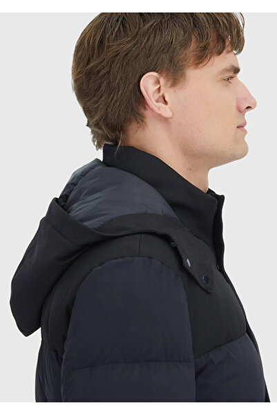 Ramsey Black Regular Fit Hooded Classic Woven Coat