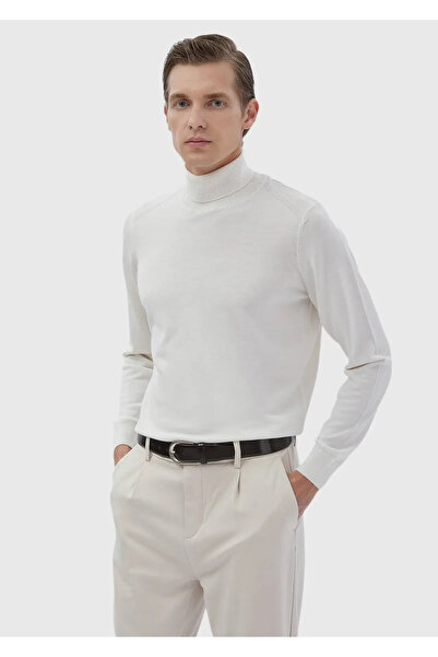 Ramsey Πλεκτό πουλόβερ Ecru Full Turtleneck Μασίφ Πλεκτό Μαλλί Μικτό