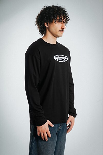 UKHWD SUPPLY Y2K Black Long Sleeve Oversized Men's T-Shirt