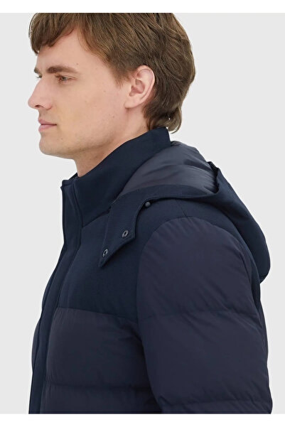 Ramsey Navy Blue Regular Fit Hooded Classic Woven Coat