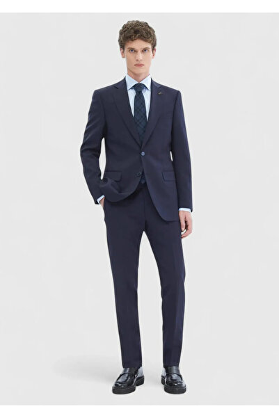 Ramsey Navy Plain Thin&Taller Slim Fit 100% Wool Suit