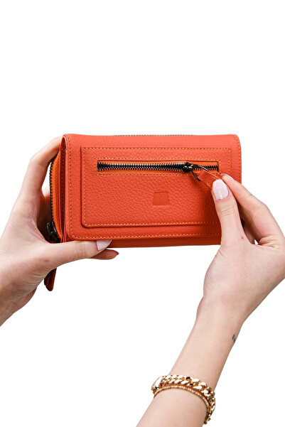 MFT Leather Design Portofel de damă cu fermoar din piele naturală Vanilla 2716