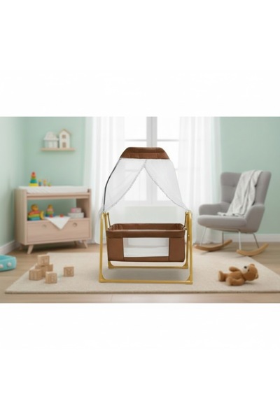 Eniyisiannesi Anne Yanı Sallanır Portatif Beşik Gold Kahve Bebeciden