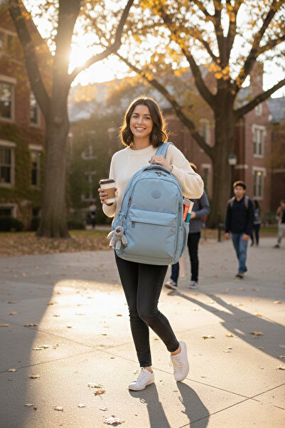 Tiny Kulomi حقيبة ظهر مدرسية للجنسين من القماش المقاوم للماء حقيبة مدرسية Tni2500 فيروزي