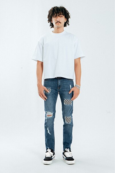 No Future Checkered Skinny Men's Jean Denim Pants Nf0325Mvbz