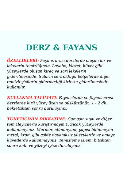 Sır Derz & Fayans Temizleyici 750 ml