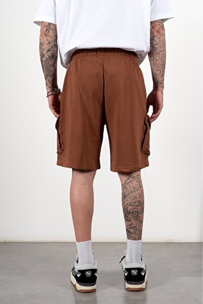 Plus Eighteen Brown Color Men's Multi Pocket Cargo Shorts