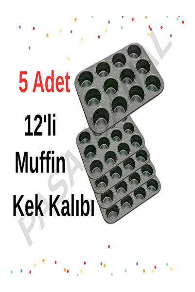 pasajdanal 5 ADET 12’li Muffin Kek Kalıbı – Dayanıklı, Çok Amaçlı Fırın Kalıbı