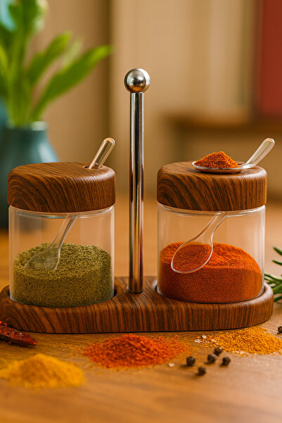 Generic Plastic Spice Jars with Attractive Lids and Spoons; a Stylish Design ...