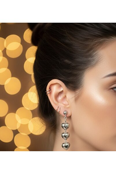 stainless steell Transparent Color Heart Patterned Steel Earrings - Dangle