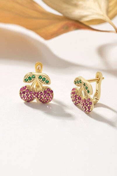 Else Silver 925 Ayar Gümüş Çocuk Kiraz Küpe