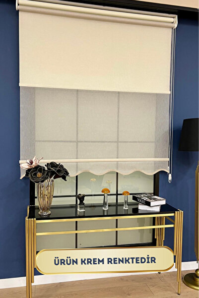 VOLPER MEKANİK VOLPER Vp1651 Çift Mekanizmalı Tül Ve Stor Perde Krem Pırıltıl...