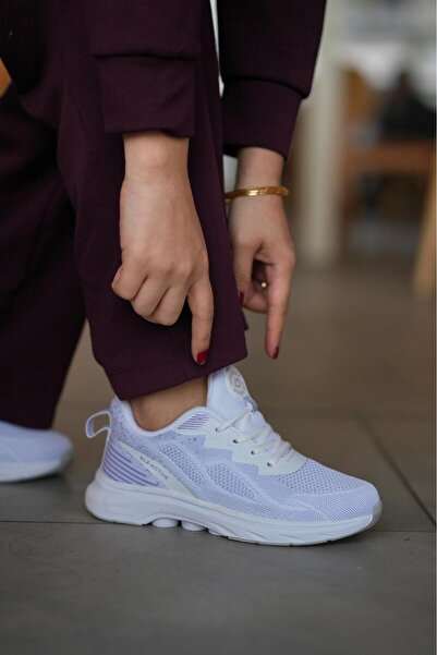 SOLAZER Women's White Lilac Sneaker Daily Comfortable Sports Shoes 043