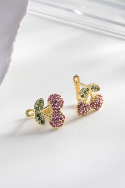 Else Silver 925 Ayar Gümüş Çocuk Kiraz Küpe