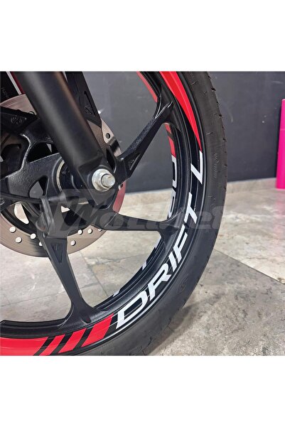 Motiker Mondial Drift L Geniş Jant Sticker Modeli 16'lı Kırmızı Beyaz