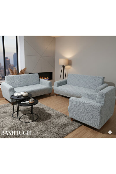 BASHTUGH TİCARET طقم أغطية كراسي 4 قطع 3 3 1 1 من الجاكار المرن المقاوم للبقع...